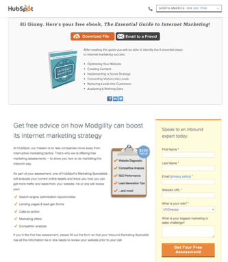 hubspot thank you page