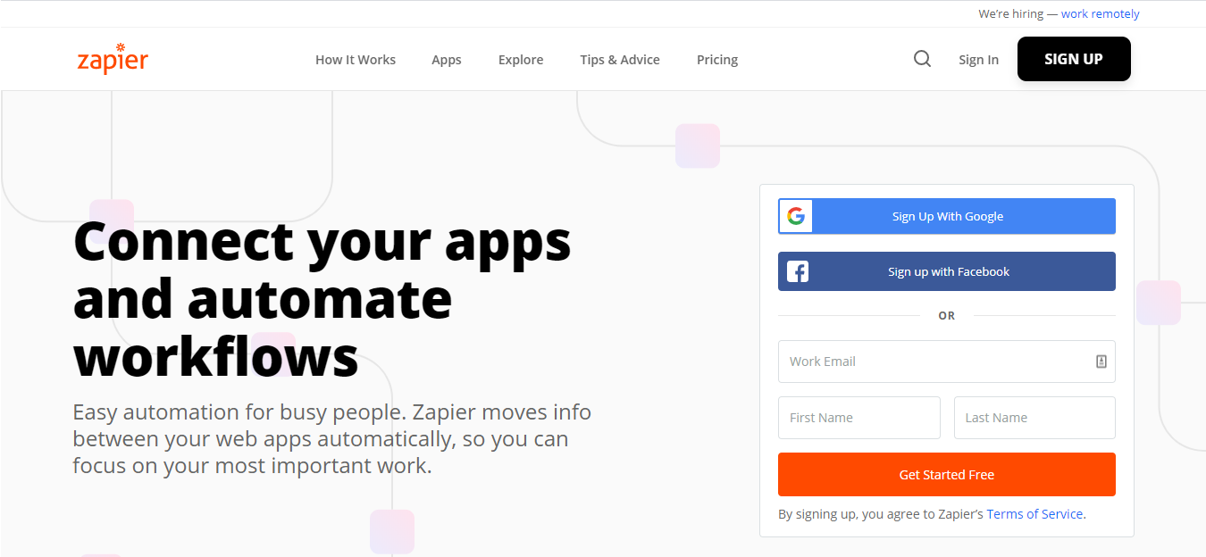 sitio web de Zapier