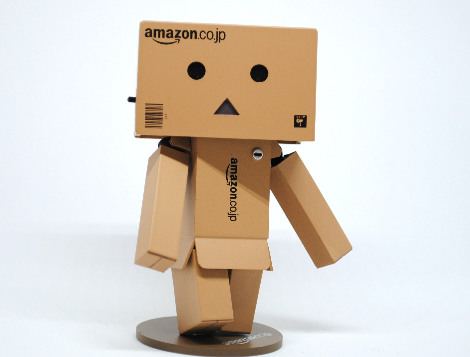 Amazon boxes formed into a robot like figure