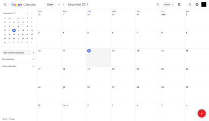 Captura de pantalla del calendario de Google
