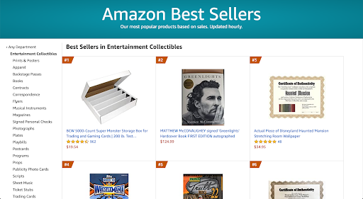 captura de pantalla de los más vendidos de Amazon