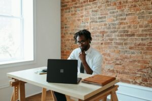 professional african american man on a laptop