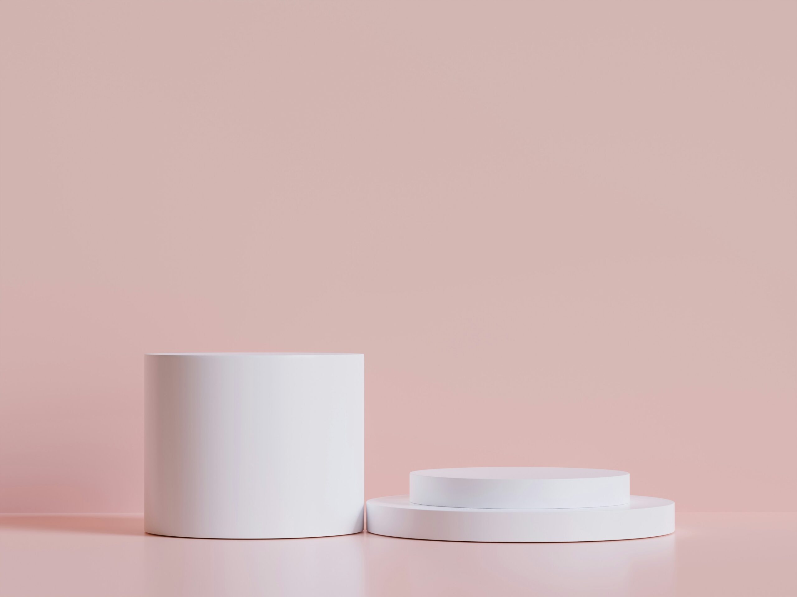 white circular product packaging with lid and pink background