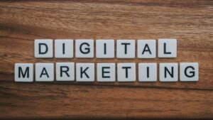 scrabble tiles spelling out digital marketing