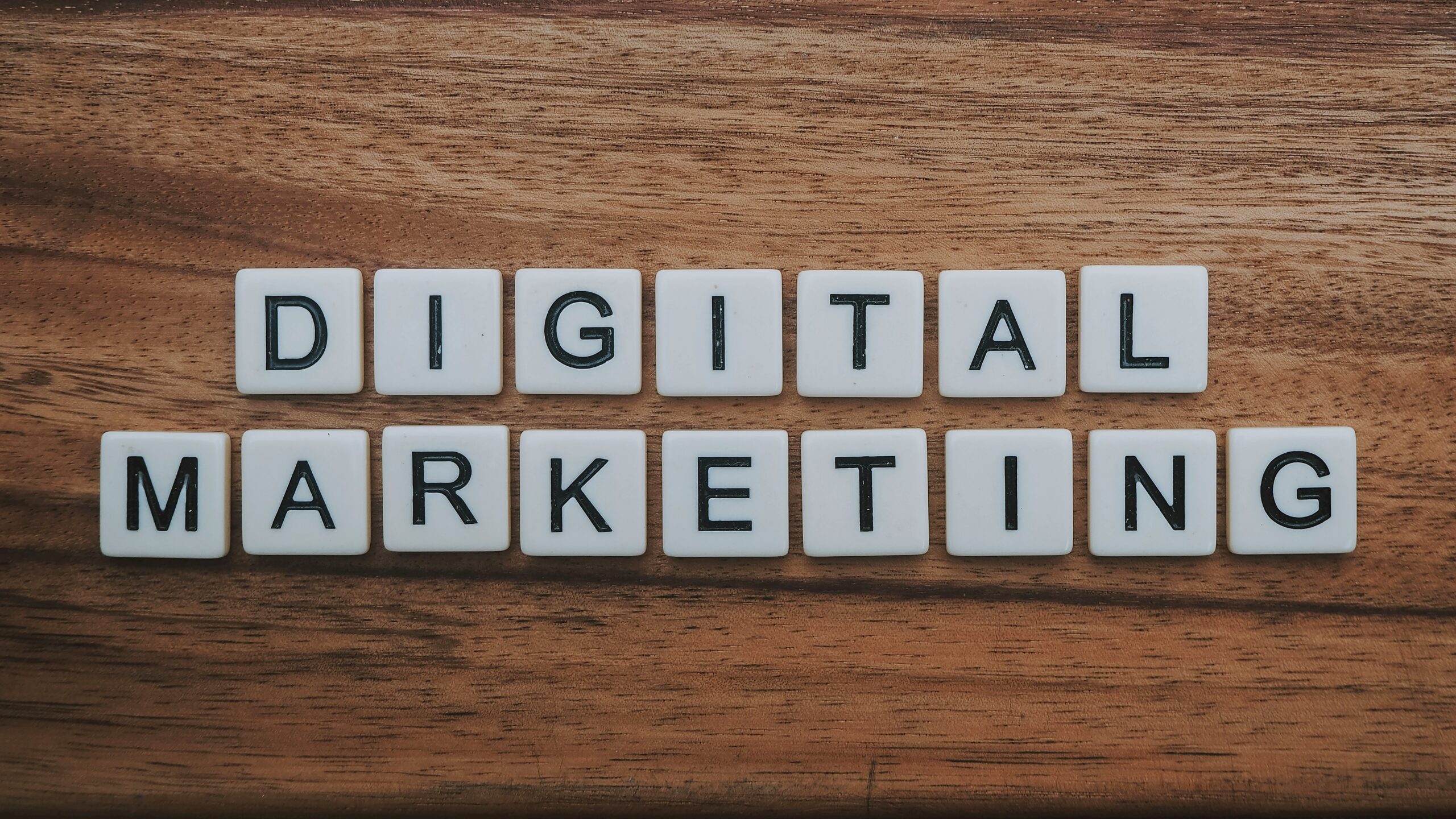 scrabble tiles spelling out digital marketing